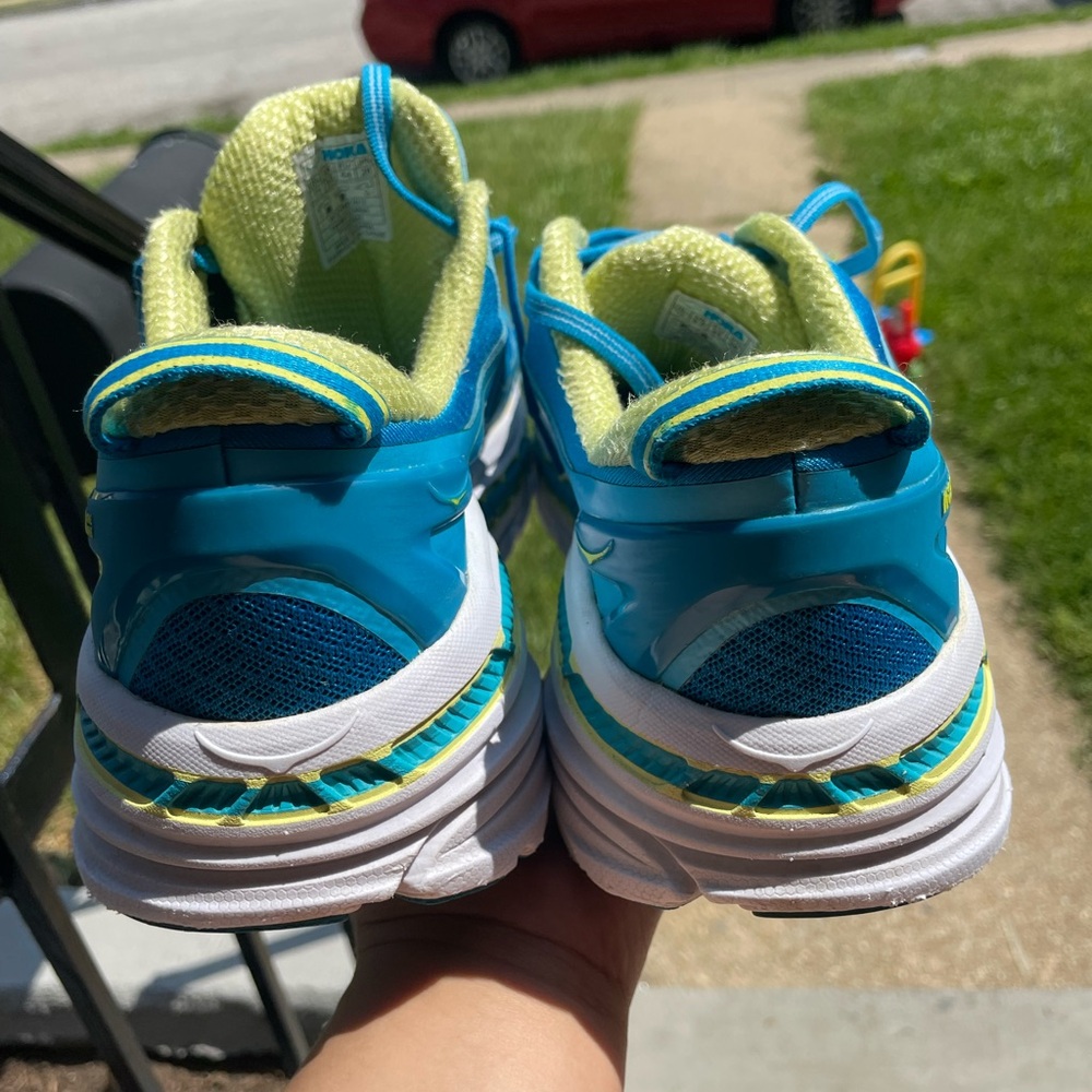 Hoka Vibrant Blue and Lime Sneakers - Picture 4 of 8